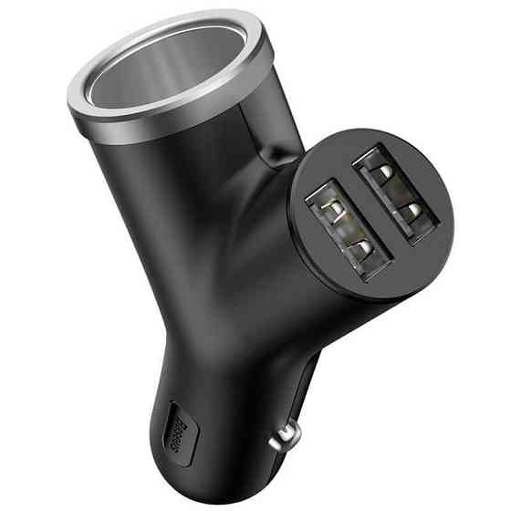 Автомобільний зарядний пристрій Baseus Y type dual USB+cigarette lighter extended 3.1 A, колір чорний CCALL-YX01 Одеса