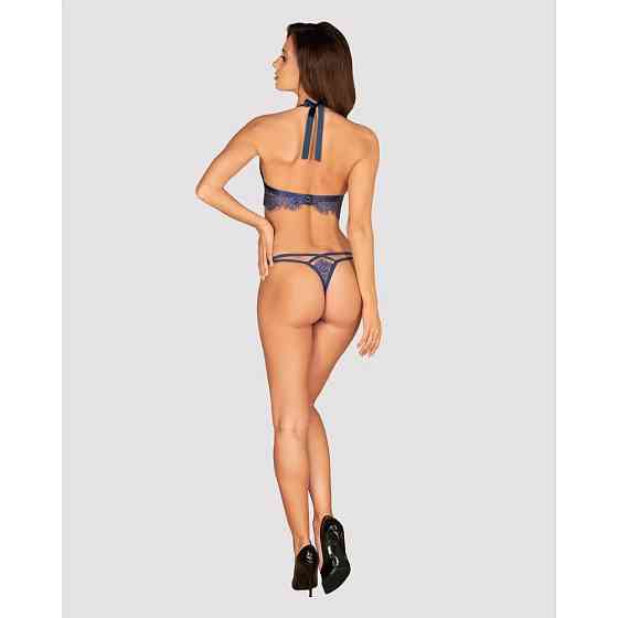 Комплект белья Obsessive FLOWLACE с цветочным кружевом, синий, L/XL Sex Aura Киев