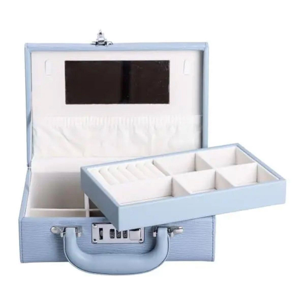 Скринька для прикрас з еко шкіри 2 яруси з кодовим замком органайзер для ювелірних виробів HP-5-24BL Київ - фото 3