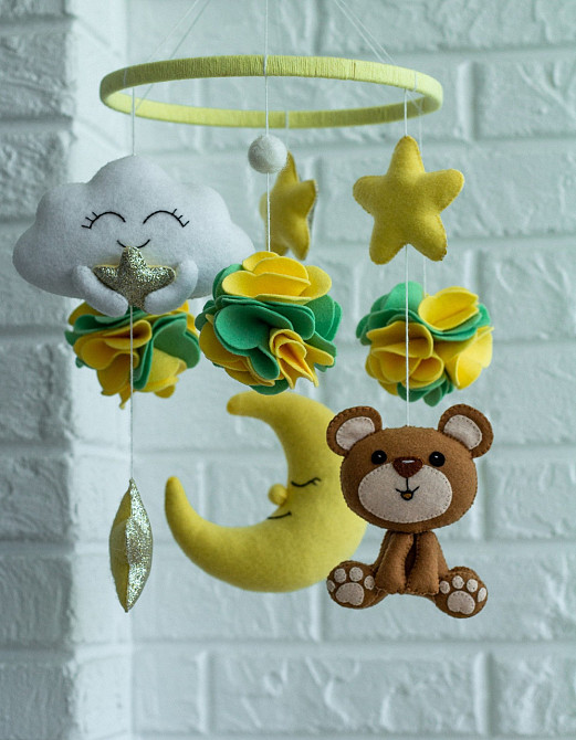 Дитячий музичний мобіль на ліжечко для немовлят WooolyWool «Ведмежатко» з 35 мелодіями Київ - фото 2