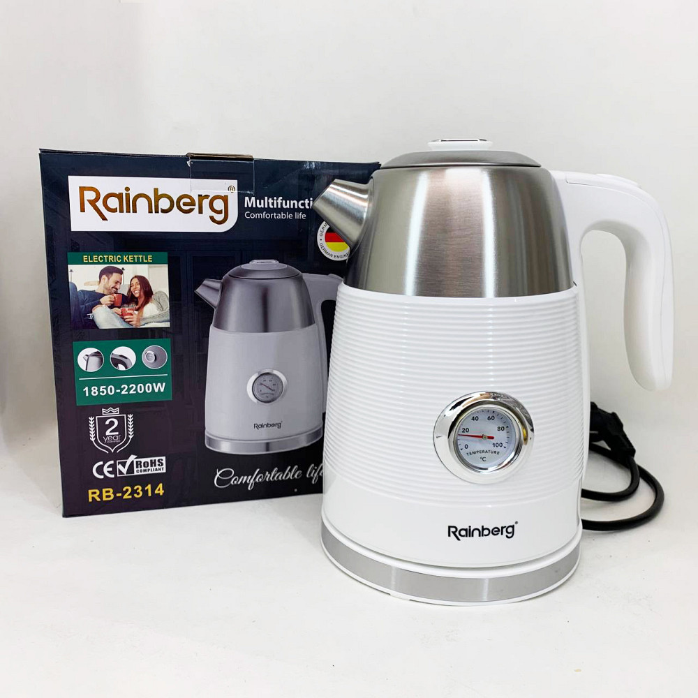 Чайник электрический с датчиком температуры Rainberg RB-2314 2200Вт 1.7л White LU-65 Львов - изображение 17