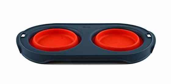 Подвійна складана миска для собак і котів Dexas Collapsible Pet Feeder (Дексас Пет Фідер) 44х22х3 см — 1200 мл, Червоний Запоріжжя