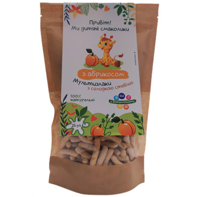 Дитяче печиво Дитячі Смаколики Палички неглазуровані Мультизлаки з чіа та абрикосом 25 г (1181040) Вінниця - фото 1