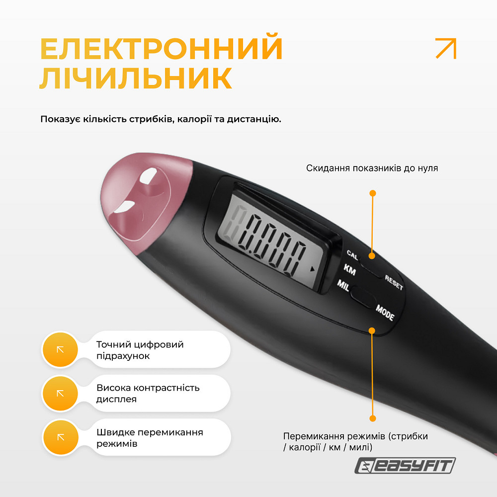 Скакалка для схуднення EasyFit TwinRope 2,8 м чорний-рожевий Коломия - фото 4