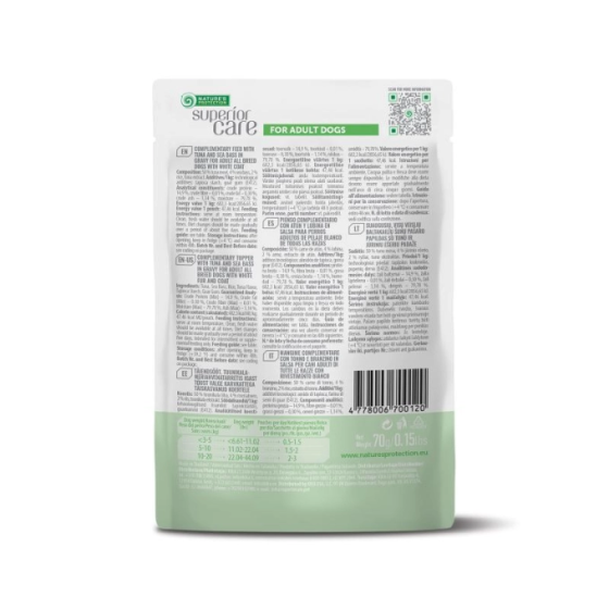 Nature's Protection Superior Care White Dogs Adult Tuna & Sea Bass Додатковий вологий корм для собак з білим забарвленням з тунцем і морським Киев