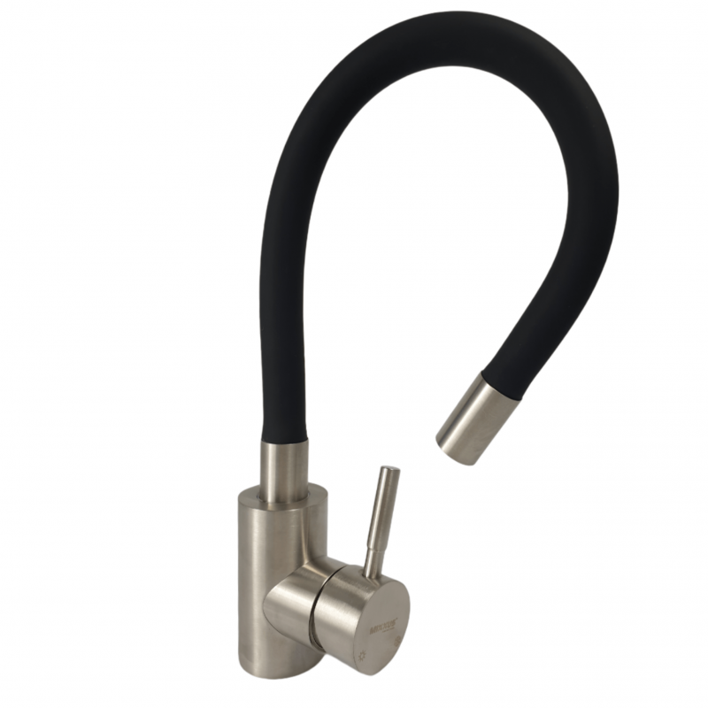 Смеситель для кухни MIXXUS SUS-011 REFLECTOR BLACK, с силиконовым гусаком, с нерж. стали, черный Харьков - изображение 3