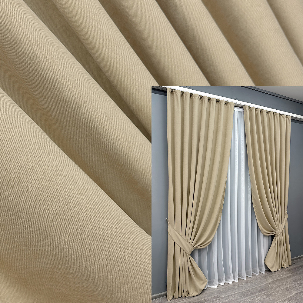 Комплект готових штор VR-Textil Мікровелюр SPARTA № 1192ш Бежевий 150х290 см 2 шт (33-0020 Київ - фото 9