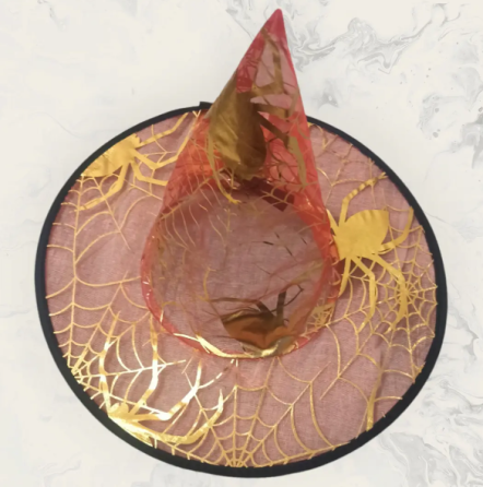 Шапка Хэллоуин с пауками и паутиной one size красно-золотистый Киев