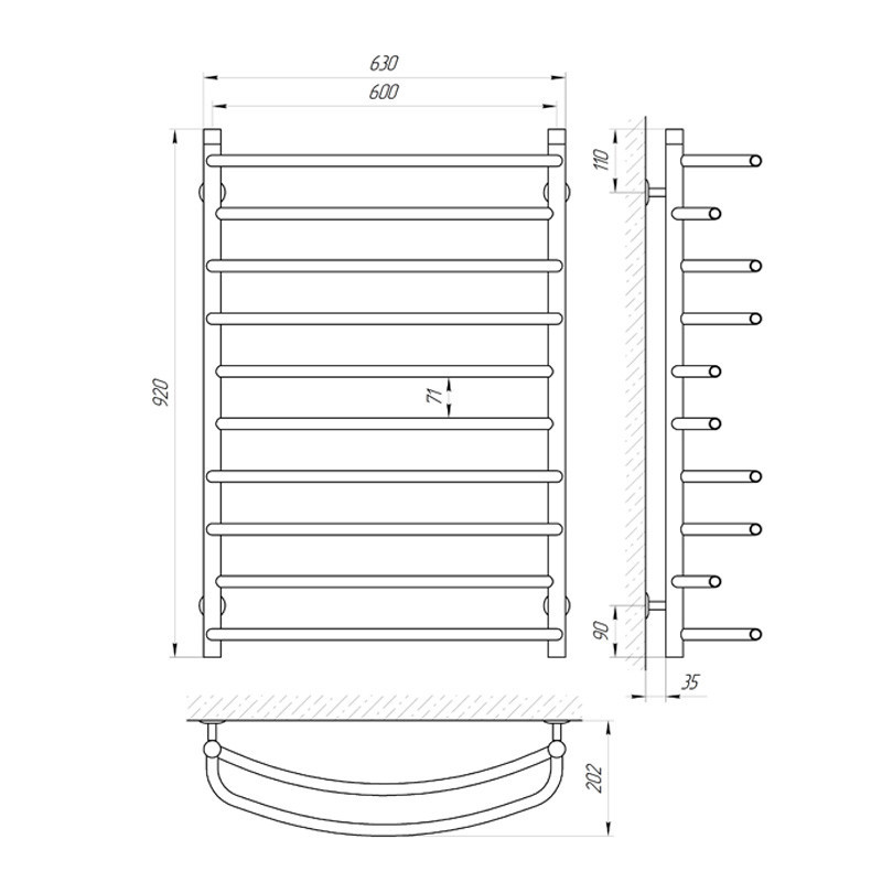 Водяна сушарка для рушників Laris Євромікс П10 600x900 Київ - фото 7
