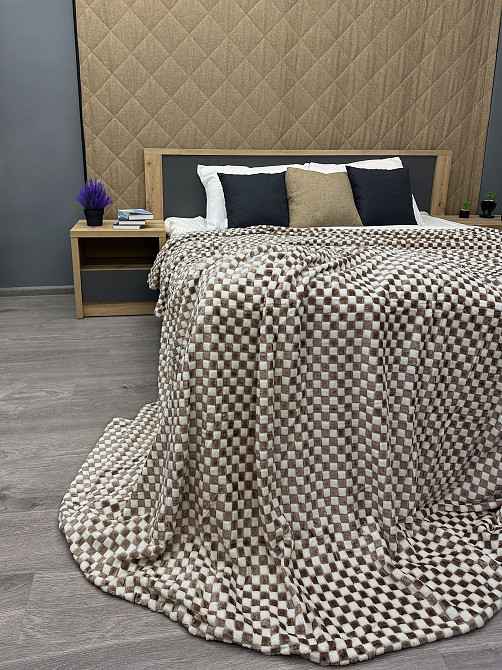 Плед-покривало Шахи 200х210 см (+-5см) Какао з молочним (87-038) Київ - фото 5