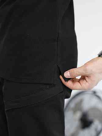 Чорна футболка поло весняна. Легке літнє чоловіче чорне поло Pobedov Royal Batal Київ