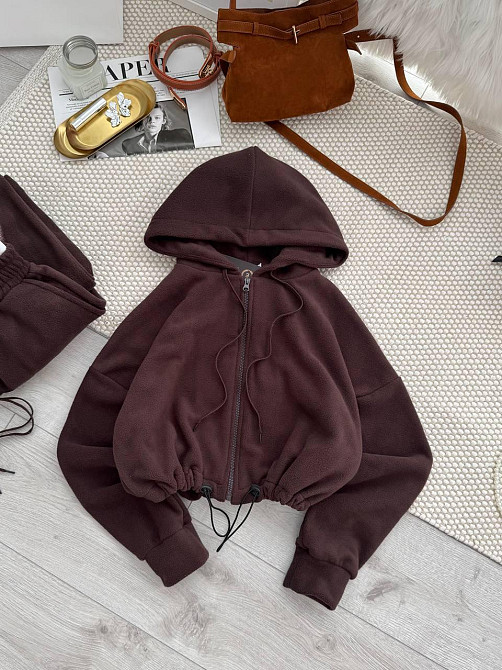 Женский повседневный теплый костюм двухсторонний Флис Шоколад, 46/48 Одесса - изображение 4