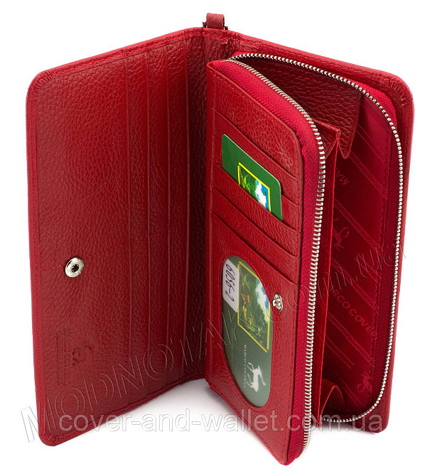 Красный кожаный кошелек клатч с ремешком для руки Marco Coverna MC 6056 Киев - изображение 2