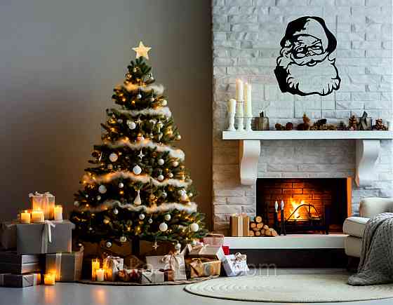 Декоративное настенное Панно «Дед Мороз», Декор на стену 70*58 см, Черный Киев