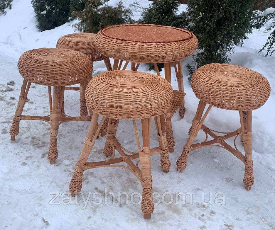 Набор плетеной мебели из лозы  с табуретками Киев - изображение 1