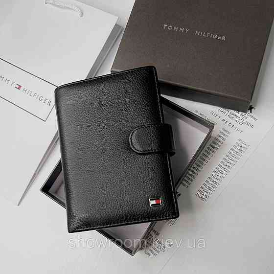 Мужское вертикальное брендовое портмоне на кнопке TH (6602) Киев