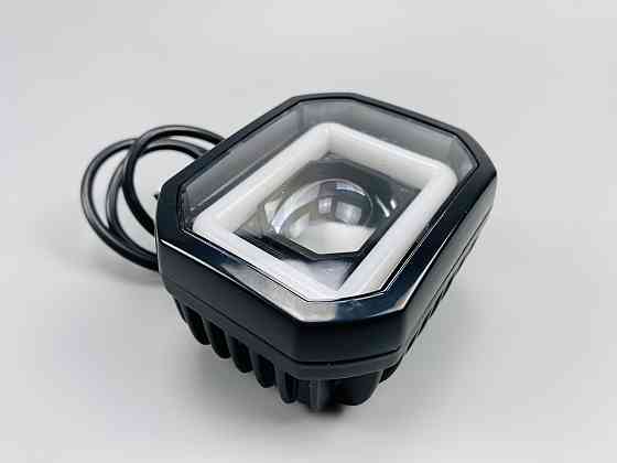 Фара LED квадратна 40W + LED кільце + велика лінза, додаткова протитуманна фара Мукачево