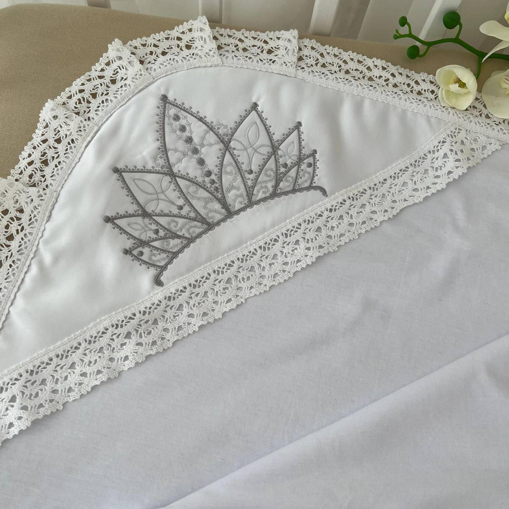 Крижма "Королівська В" Велюр жаккард, кулір 75*100 см Betis Білий Кривий Ріг - фото 2