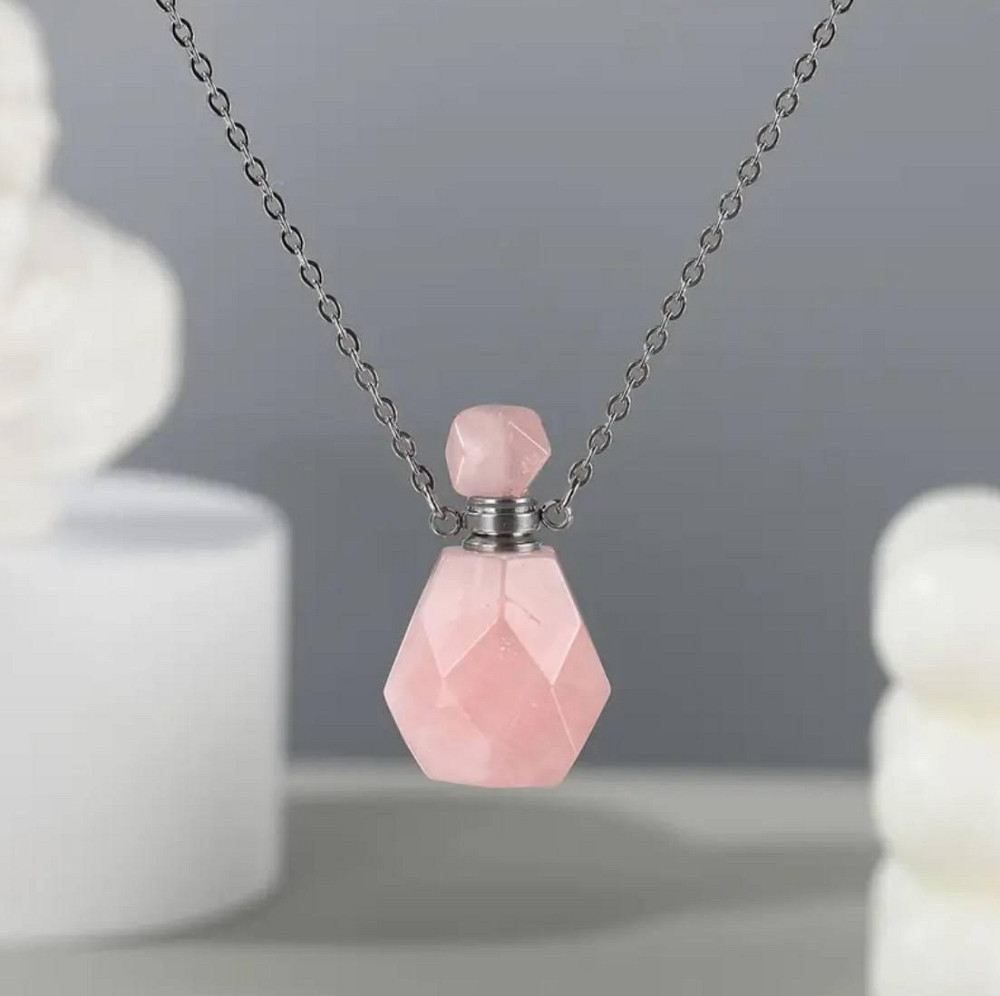 Кулон-флакон з рожевого кварцу на ланцюжку – камінь любові та гармонії Київ - фото 3