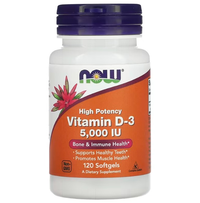 Витамин D3 (Vitamin D3), NOW Foods, 5000 МЕ 120 капсул Киев - изображение 1
