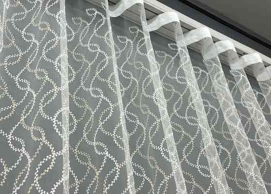 Тюль фатин с вышивкой и люрексом Цвет молочный с золотистым 1833т Киев