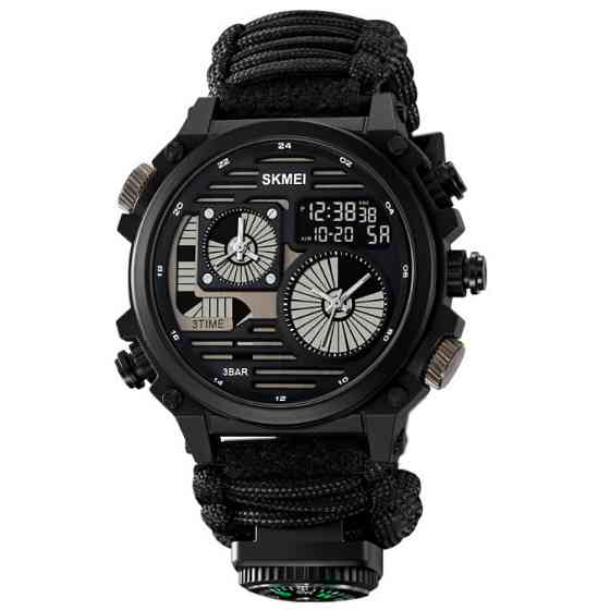 Часы наручные SKMEI 2202BK, PARACORD, BLACK, Compass, термометр, свисток, кресало, 10348 Днепр