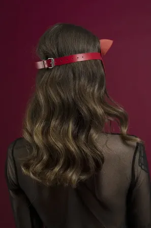 Маска кішечки Feral Feelings - Catwoman Mask, натуральна шкіра, червона Львів