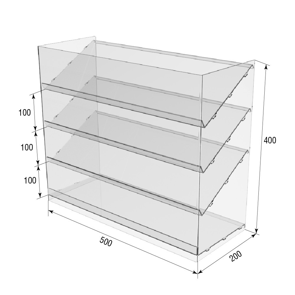 Підставка вітрина EKOSTAR 4 полиці 500х200х420 Київ - фото 8
