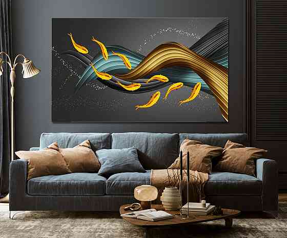 Картина холст у вітальню / спальню Золоті рибки    MLP_44  ( 60х30см ) 90х180см Київ