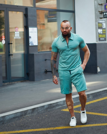 Комплект мужской футболка шорты Бирюзовый S Харьков