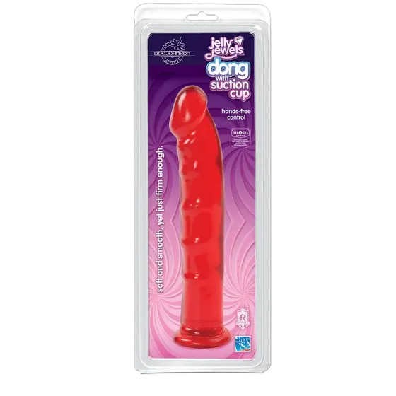 Фалоімітатор Doc Johnson Jelly Jewels Dong & Suction Cup Red, діаметр 3,6 см, антибактеріальний ПВХ Львів