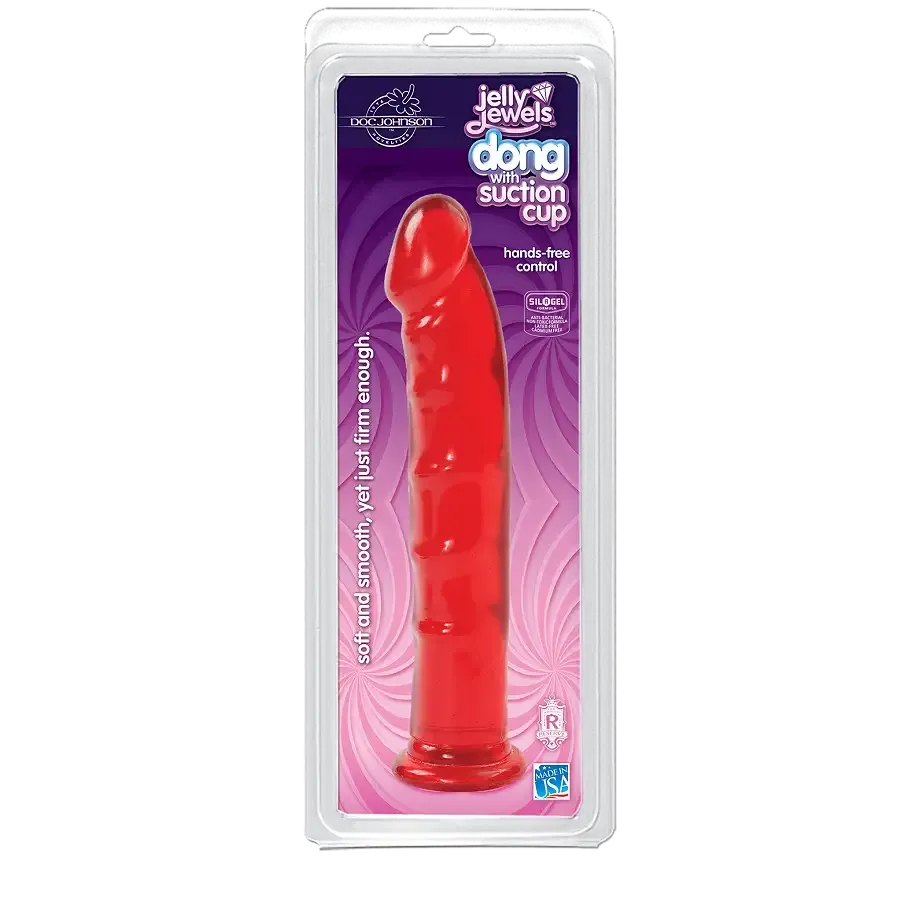 Фалоімітатор Doc Johnson Jelly Jewels Dong & Suction Cup Red, діаметр 3,6 см, антибактеріальний ПВХ Львов - изображение 2