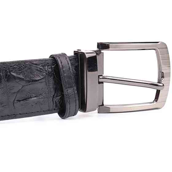 Ремень классика из натуральной кожи крокодила CROCODILE LEATHER 18018 Черный Киев