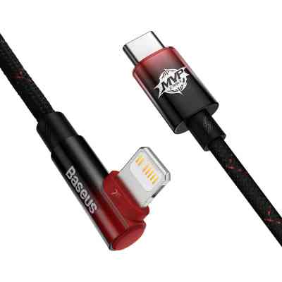 Дата кабель USB-C to Lightning 1.0m 20W 90° corner black/red Baseus (CAVP000220) Винница