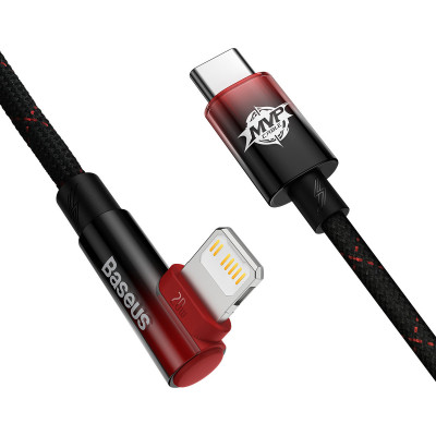 Дата кабель USB-C to Lightning 1.0m 20W 90° corner black/red Baseus (CAVP000220) Винница - изображение 2