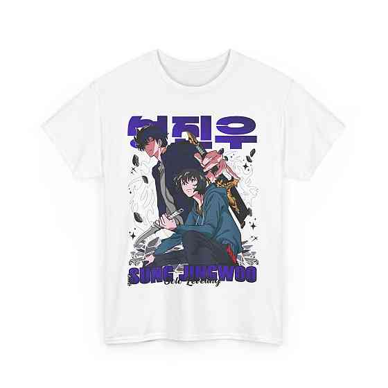 Футболка з аніме принтом Соло Левелінг Сунг Джінвоо оверсайз (S/M/L) Чорний AnimeJ0194 Дніпро