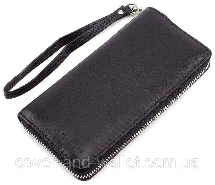 Кожаный кошелек черного цвета на молнии Marco Coverna 7002-1 Киев - изображение 5
