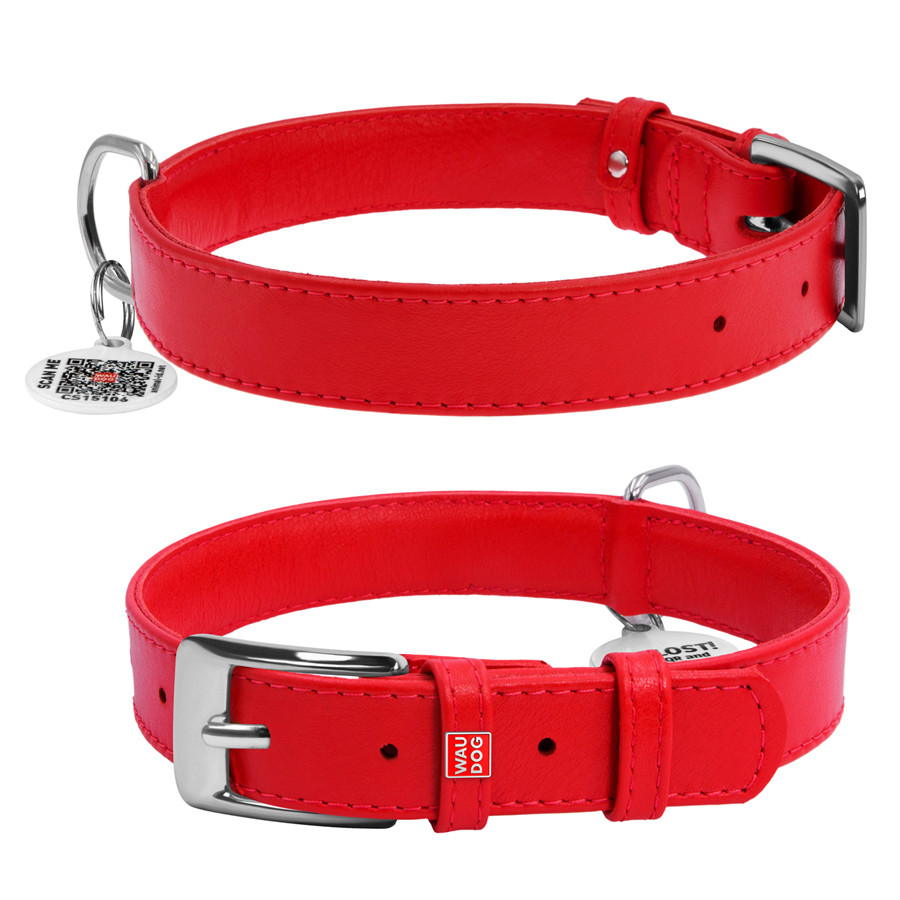 Нашийник для собак шкіряний WAUDOG Glamour з QR паспортом, без прикрас, L, Ш 25 мм, Дов 38-49 с Коломыя - изображение 5