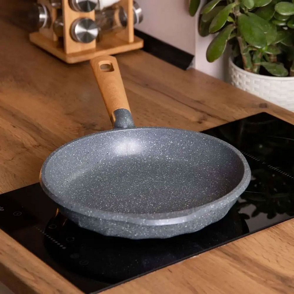 Алюмінієва сковорода 2,8 л, мармурове антипригарне покриття Ø 28 см, товсте дно MGC сірий HP-4-420G Коломия - фото 2