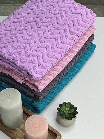 Акція! Рушник махровий Ideal Textile 100% бавовна, 100х150 см, Узбекистан ліловий Чернівці - фото 3