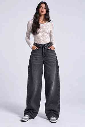 Джинсы женские It’s Basic 4545-2W6-1 straight fit baggy широкие с отвернутым поясом черные, черный, 40, 40, 86 см, 112 см Киев
