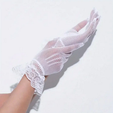 Перчатки вечерние белые сетка Киев - изображение 1