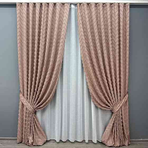 Комплект штор VR-Textil Лен Букле № 1811ш Пудровый 150х270 см 2 шт (33-0791) Киев