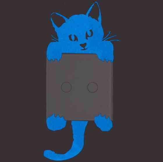 Фосфорна наклейка Кіт 10 на 8 см блакитний Київ