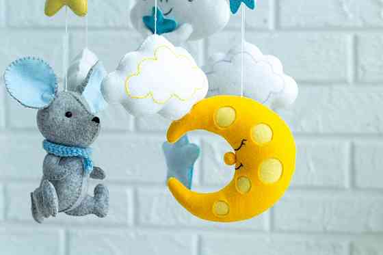 Дитячий музичний мобіль на ліжечко для немовлят WooolyWool «Мишеня» з 35 мелодіями Київ