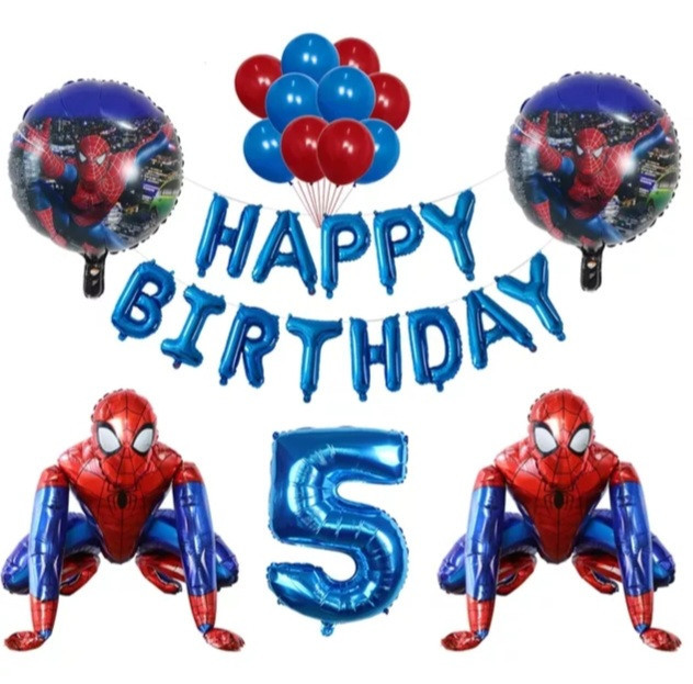 Шарики Спайдермен Happy birthday и шарик цифра 5 one size разноцветный Киев - изображение 1