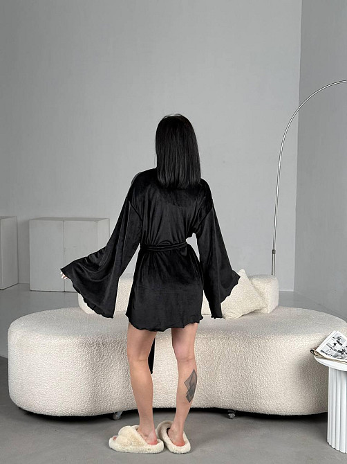 Женский домашний велюровый мини халат плюш велюр Одесса - изображение 3