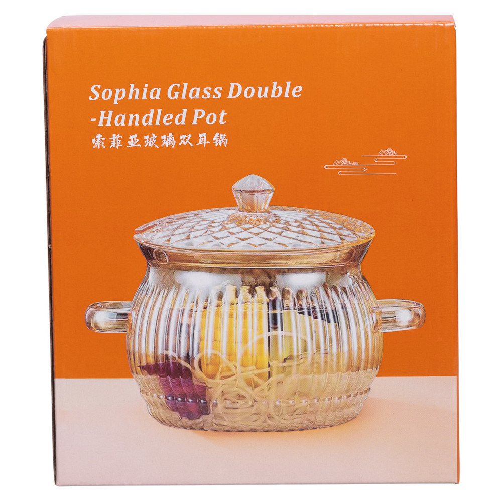 Yiwu Скляна каструля прозора з кришкою 2 (л) жаростійка HP-33-1 Коломия - фото 4