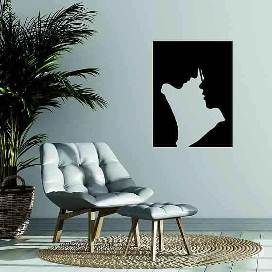 Декоративне настінне 3D Панно «Силует пари», Декор на стіну з об'ємом 90*67 см, Чорний Київ