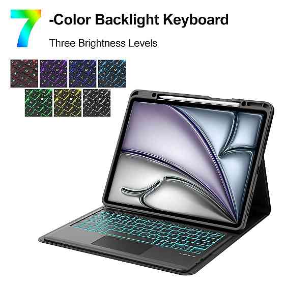 Чохол-клавіатура IVEOPPE для iPad Air 13 (M2/M3) чорний QWERTY трекпад підсвічування 7 кольорів Bluetooth знімна Київ